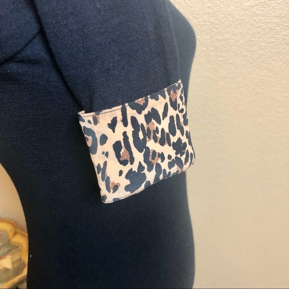 J. Crew black sweater with leopard cuffs - Picture 3 of 7